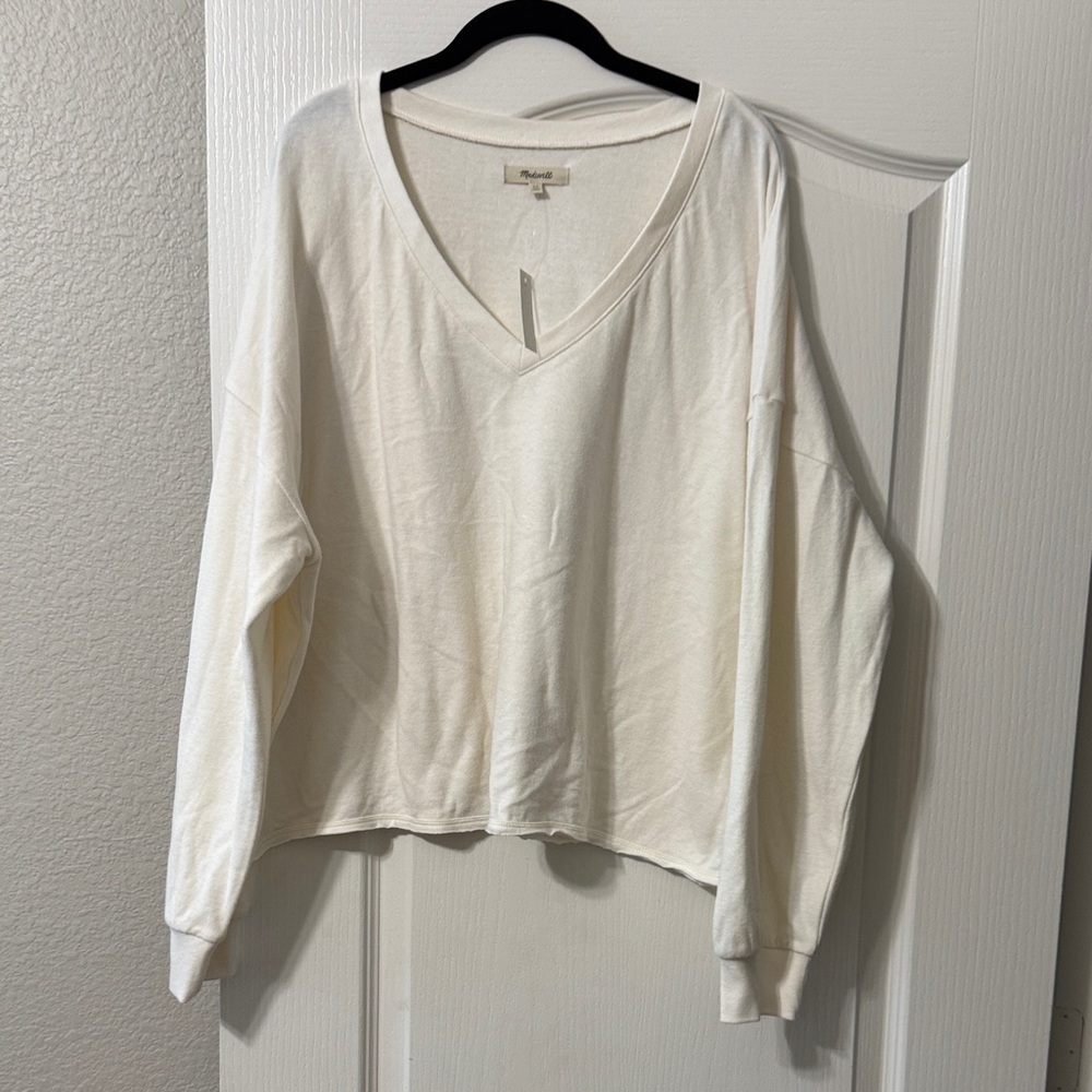 Madewell 2X NWT Cream V-Neck Sweater